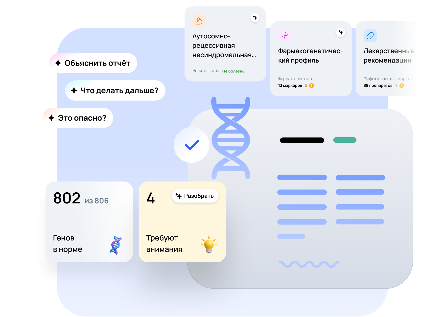 Фрагмент интерфейса персонального генетического отчёта